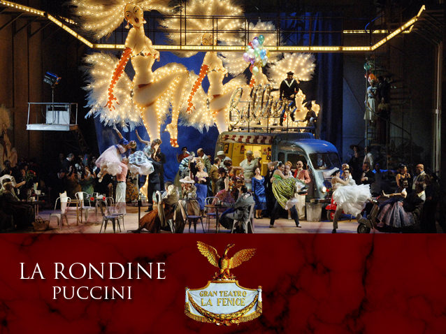 cartellone de la rondine di Giacomo Puccini edito da La Fenice di Venezia